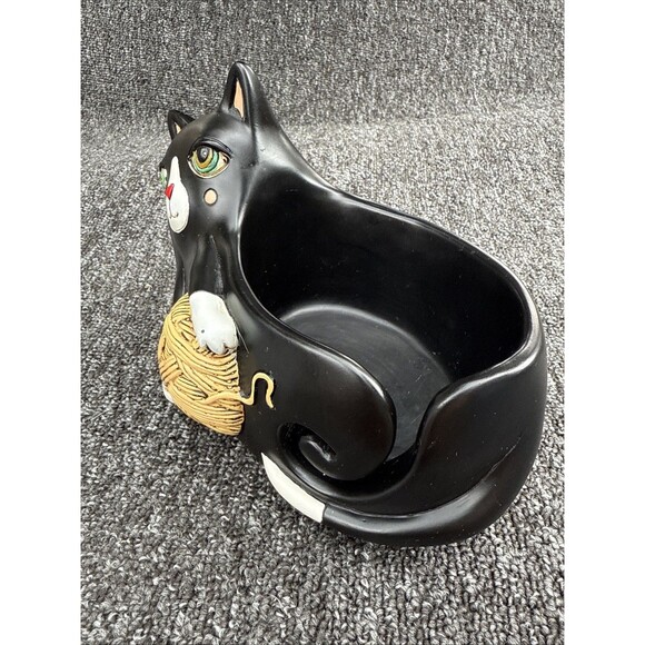 Allen Designs Black Cat Yarn Holder Pull Yarn Through Tail Container Storage - Picture 4 of 10